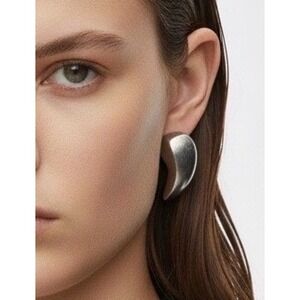 Givenchy Sculptural Silver-Tone Curved Earrings